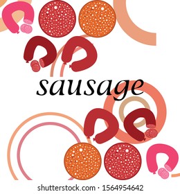 Sausages. Fresh meat products. Sausage icons. Vector background.