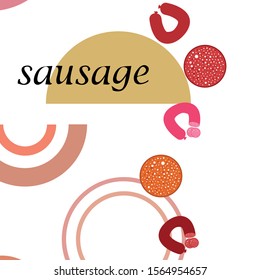 Sausages. Fresh meat products. Sausage icons. Vector background.