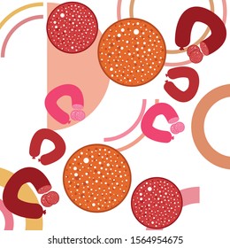 Sausages. Fresh meat products. Sausage icons. Vector background.