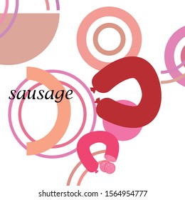 Sausages. Fresh meat products. Sausage icons. Vector background.