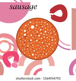 Sausages. Fresh meat products. Sausage icons. Vector background.
