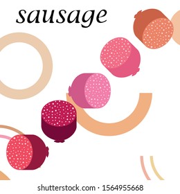 Sausages. Fresh meat products. Sausage icons. Vector background.