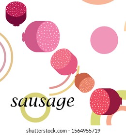 Sausages. Fresh meat products. Sausage icons. Vector background.