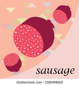 Sausages. Fresh meat products. Sausage icons. Vector background.