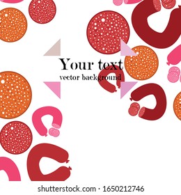 Sausages. Fresh meat products. Sausage icons. Vector background.