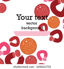 Sausages. Fresh meat products. Sausage icons. Vector background.