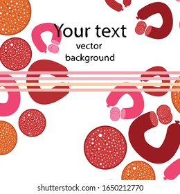 Sausages. Fresh meat products. Sausage icons. Vector background.