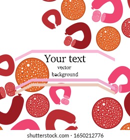 Sausages. Fresh meat products. Sausage icons. Vector background.