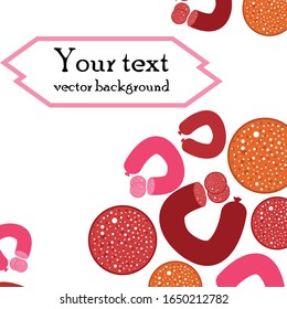 Sausages. Fresh meat products. Sausage icons. Vector background.