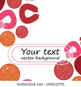 Sausages. Fresh meat products. Sausage icons. Vector background.