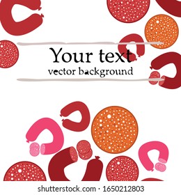 Sausages. Fresh meat products. Sausage icons. Vector background.