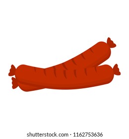 sausages grilled flat on a white background