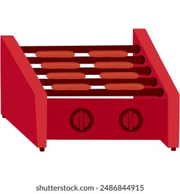 sausages grills stove, gills machine, hot dog grills stove, food vector illustration