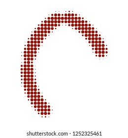Sausages halftone dotted icon. Halftone array contains circle pixels. Vector illustration of sausages icon on a white background.