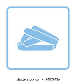 Sausages icon. Blue frame design. Vector illustration.