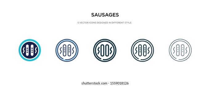 sausages icon in different style vector illustration. two colored and black sausages vector icons designed in filled, outline, line and stroke style can be used for web, mobile, ui