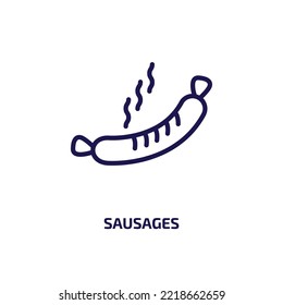sausages icon from food collection. Thin linear sausages, sausage, fish outline icon isolated on white background. Line vector sausages sign, symbol for web and mobile