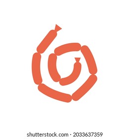 Sausages icon. Isolated flat color icon. Vector illustration. Modern glyph design. Meat products. Food ingredients