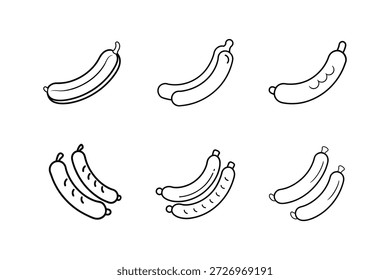 ícone salsichas linha arte vetor ilustração isolada