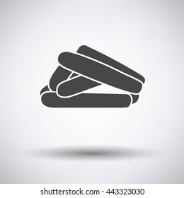 Sausages icon on gray background, round shadow. Vector illustration.