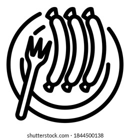 Wurstwaren-Symbol. Outline-Würstchen, Vektorsymbol für Webdesign einzeln auf weißem Hintergrund