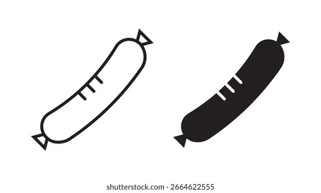 ícone de salsichas fino plano contorno estilo vetor sign.salami linha ícone vetor ilustração conjunto
