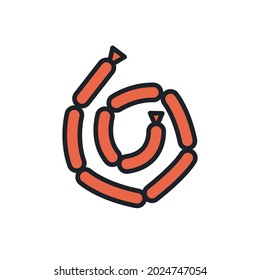 Sausages icon. Vector isolated linear color icon contour shape outline. Thin line. Modern glyph design. Meat products. Food ingredients