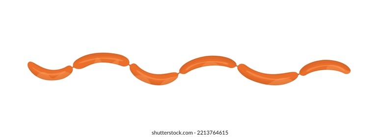 Sausages isolated.  Meat sausages chain. Flat vector illustration.