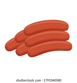 sausages isolated on white background, food ingredients, vector illustration