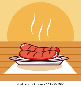 Sausages on dish
