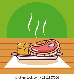 Sausages on dish