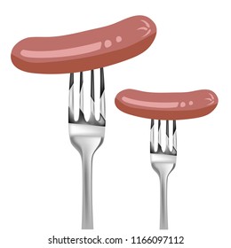 Sausages on forks.