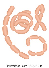 Sausages on white background