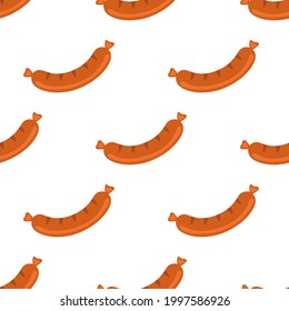 sausages on white background, vector illustration, delicious grilled sausages seamless pattern