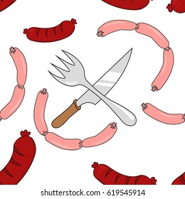 sausages pattern, line art illustration