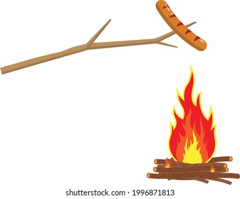 Sausages. Semi-finished products. Meat products. Flat design.