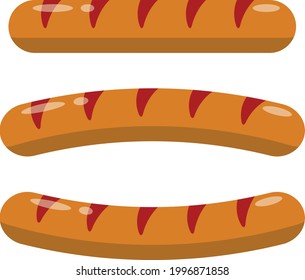 Sausages. Semi-finished products. Meat products. Flat design.