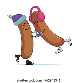 sausages skating cartoon