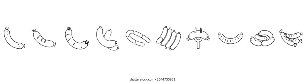 Sausages vector icon set. salami illustration sign collection. BBQ engine symbol. barbecue web icons.