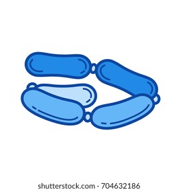 Sausages vector line icon isolated on white background. Sausages line icon for infographic, website or app. Blue icon designed on a grid system.