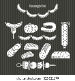Sausages vector set. Be used for design element menu templates, sites, invitation