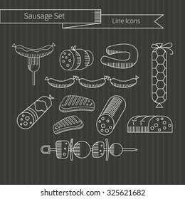 Sausages vector set. Be used for design element menu templates, sites, invitation