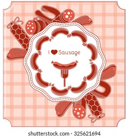 Sausages vector set. Be used for design element menu templates, sites, invitation