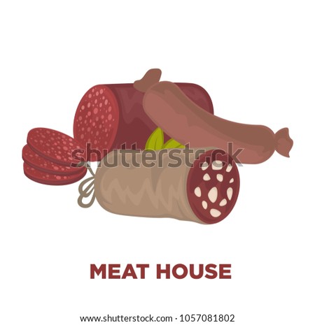 Sausages or wurst meat delicatessen vector isolated icons of gourmet sausage sorts