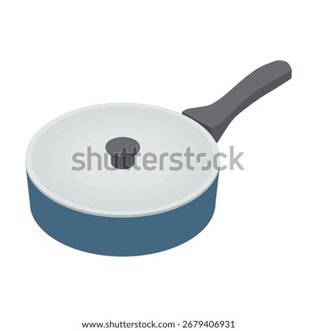 Saute pan - hand drawn isometric vector illustration.