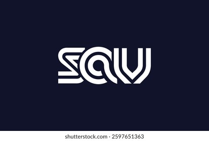 SAV Creative Unique Modern Letter Logo Design. Stylized logo featuring a unique letter design, presenting abstract minimalist aesthetics and modern appeal.
