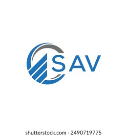 SAV Diseño de logotipo de contabilidad plana sobre fondo blanco. SAV iniciales creativas Concepto de logotipo de letra de gráfico de crecimiento. Diseño de logotipo de finanzas de negocios SAV.	
