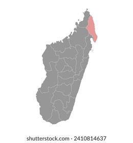 Sava region map, administrative division of Madagascar. Vector illustration.