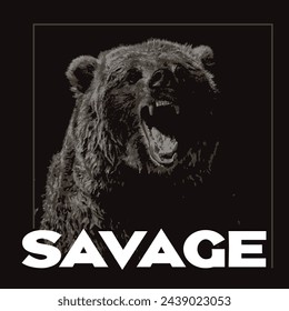 Savage Bear - graphic print , Abstract fashion drawing and creative design for t-shirts, mugs, graphic tee, sweatshirt, cases, etc. Illustration in modern style for clothes.