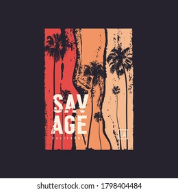 Savage California t-shirt vector design, poster, print, template.